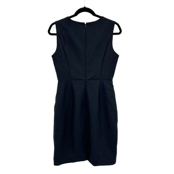 J. CREW Black Gray Chevron Wool Sleeveless Bodycon Sheath Office Dress Size 4 - Picture 2 of 7